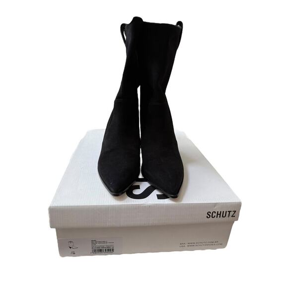 NIB Schutz Women's Black Mackie Nubuck Leather Bootie Size 7.5 B - Picture 7 of 10